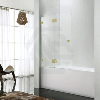 G#2(Gold) 850/1000X1500mm Fixed & Swing Bathtub Shower Screen 10mm Tempered Glass Frameless Panel