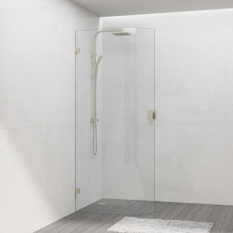 G#2(Gold) 900/1000/1100X2100Mm Frameless Edge Curved Shower Screen Single Door Fixed Panel 10Mm