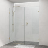 G#2(Gold) 940-1910Mm Frameless Wall To Shower Screen Door Hung With Fix Panel In Light Brushed Gold