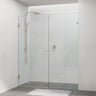 G#2(Gold) 940-1910Mm Frameless Wall To Shower Screen Door Hung With Fix Panel In Light Brushed Gold