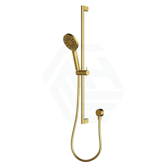 G#4(Gold) Cora Brushed Gold Round Sliding Handheld Shower Head On Rail With Water Inlet