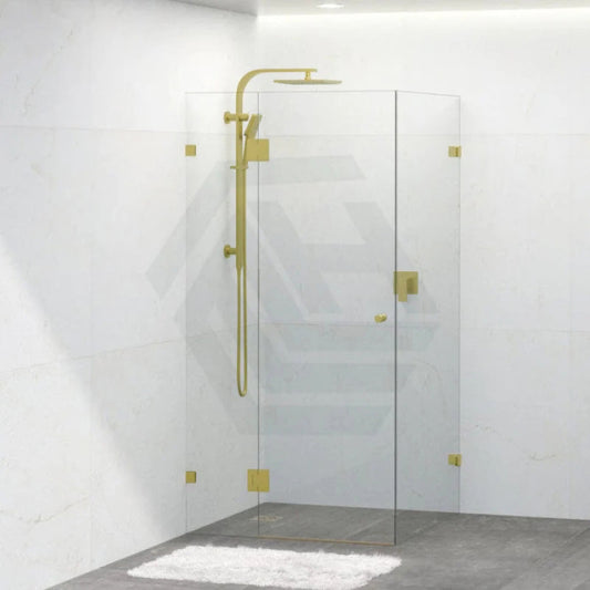 G#2(Gold) From 800Mm To 1200Mm Square Shower Screen Pivot Door With Return Panel Light Brushed Gold