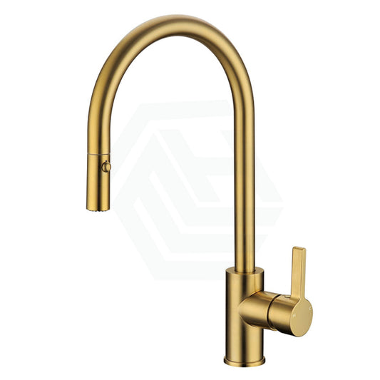 G#4(Gold) Otus Brushed Gold Dr Brass Round Mixer Tap With 360° Swivel And Pull Out For Kitchen Sink