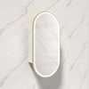 G#6(Gold) 450X900Mm Beau Monde Led Mirror Oval Shaving Cabinet Matt White Finish Brushed Gold