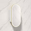 G#6(Gold) 450X900Mm Beau Monde Led Mirror Oval Shaving Cabinet Matt White Finish Brushed Gold