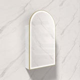 G#6(Gold) 500X900Mm Canterbury Led Mirror Arch Shaving Cabinet Matt White Finish Brushed Gold