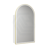 G#6(Gold) 500X900Mm Canterbury Led Mirror Arch Shaving Cabinet Matt White Finish Brushed Gold