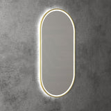 450X900Mm Beau Monde Led Mirror Oval Brushed Gold Framed Touch Sensor Backlit For Bathroom Mirrors