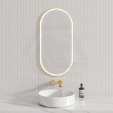 450X900Mm Beau Monde Led Mirror Oval Brushed Gold Framed Touch Sensor Backlit For Bathroom Mirrors