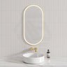 450X900Mm Beau Monde Led Mirror Oval Brushed Gold Framed Touch Sensor Backlit For Bathroom Mirrors