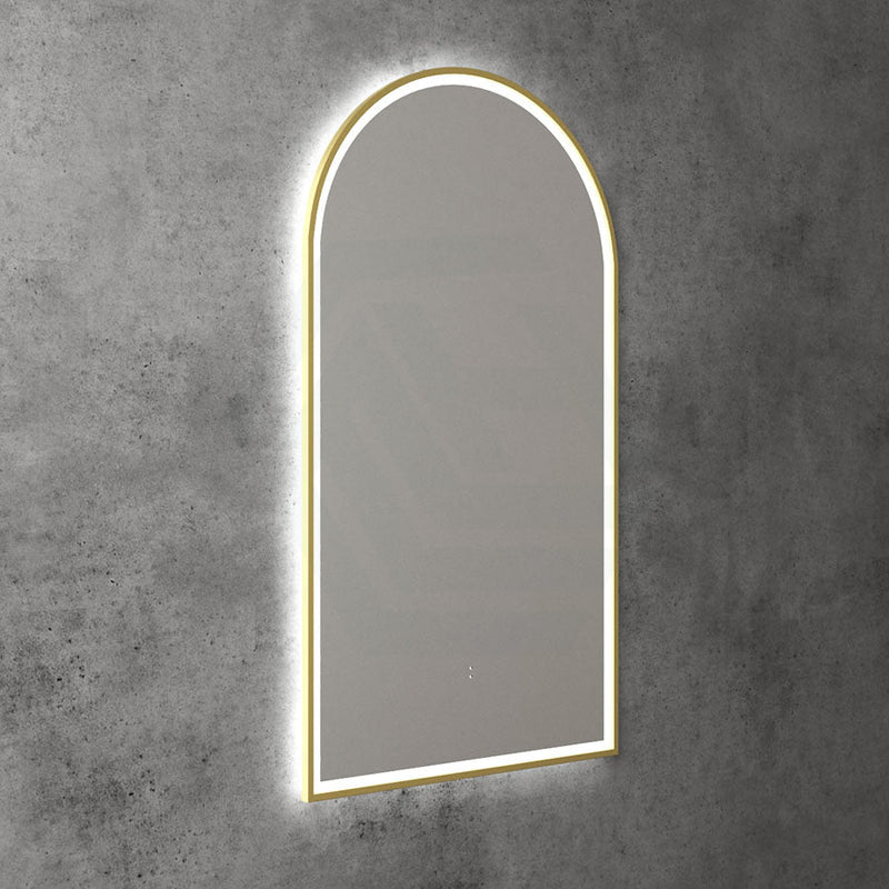 Aulic Canterbury 503X903Mm Brushed Gold Framed Touchless Arch Backlit Led Mirror Mirrors