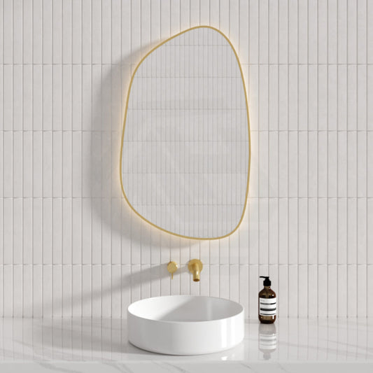 G#6(Gold) Aulic Tarcoola 553X903Mm Brushed Gold Framed Touchless Backlit Led Mirror Special Shape