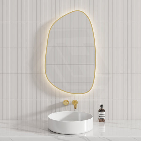 G#6(Gold) Aulic Tarcoola 553X903Mm Brushed Gold Framed Touchless Backlit Led Mirror Special Shape