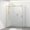 Tempered Glass Frameless L Shape Shower Screen Sliding Square Handle Brushed Gold