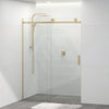 Tempered Glass Wall To Wall Sliding Shower Screen Frameless Square Handle Brushed Gold