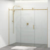 Tempered Glass Sliding Shower Screen 3 Panels Frameless Wall To Wall Brushed Gold