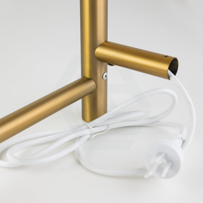 620X600X120Mm Round Brushed Gold Electric Heated Towel Rack 6 Bars Stainless Steel Rails