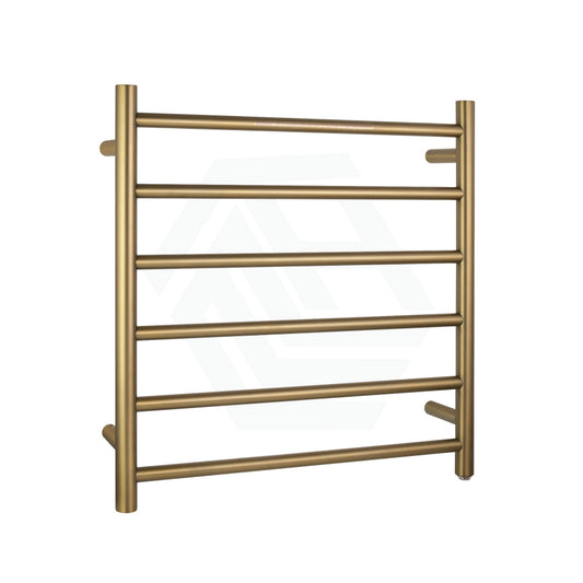620X600X120Mm Round Brushed Gold Electric Heated Towel Rack 6 Bars Stainless Steel Rails