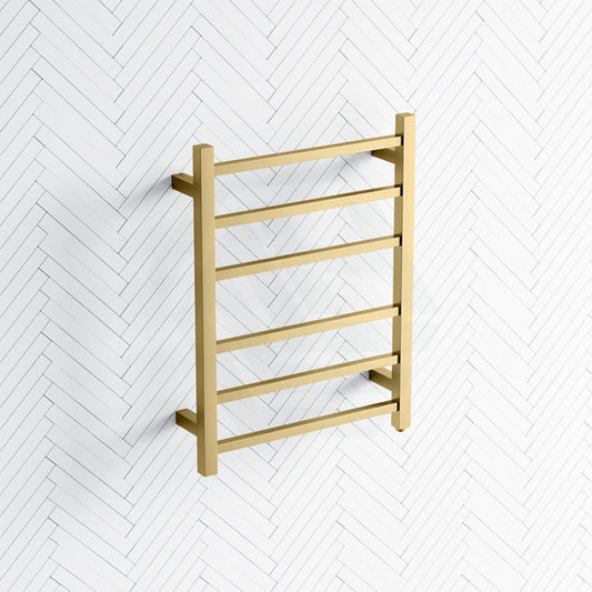 G#1(Gold) 674X620X120Mm Square Brushed Gold Electric Heated Towel Rack 6 Bars Rails