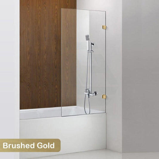 750/805/900Mm Bathtub Shower Screen Fixed Panel Brushed Gold Fittings 10Mm Tempered Glass
