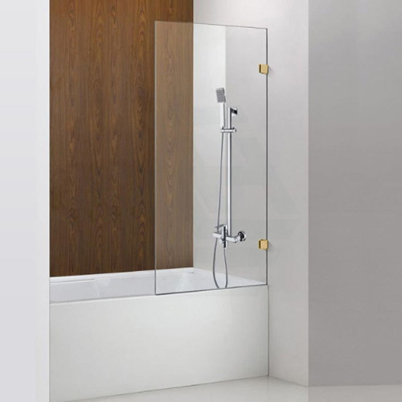 750/805/900Mm Bathtub Shower Screen Fixed Panel Brushed Gold Fittings 10Mm Tempered Glass