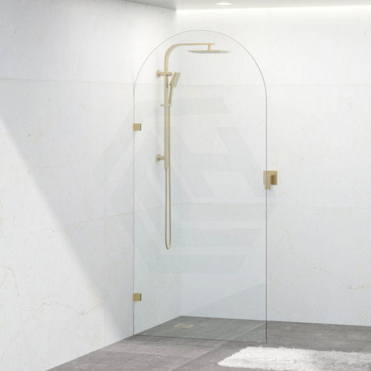 900/1000X2200Mm Arch Frameless Shower Screen Fixed Panel Tempered Glass Brushed Gold