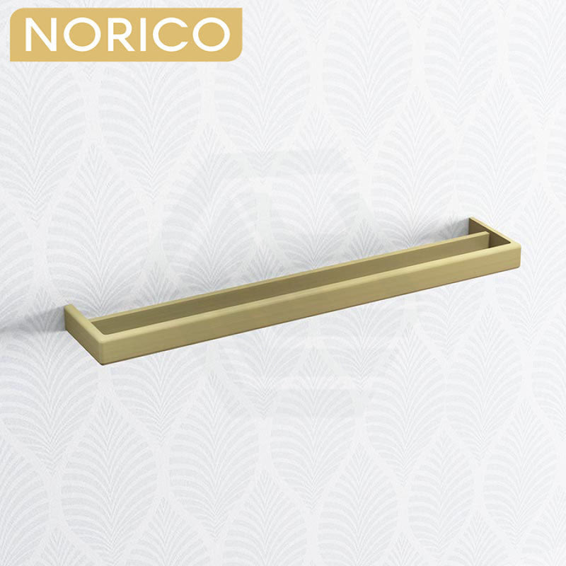 Cavallo Square Brushed Yellow Gold Double Towel Rail 600mm