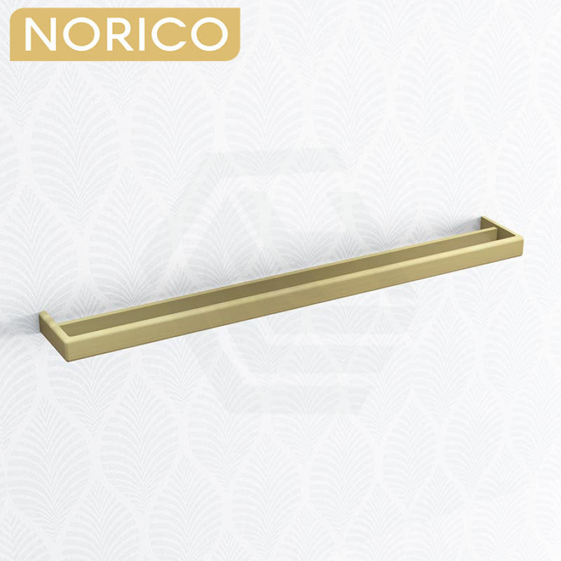 Cavallo Square Brushed Yellow Gold Double Towel Rail 800mm