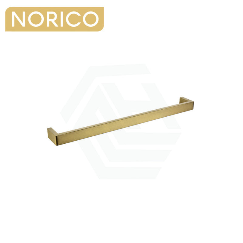 Norico Cavallo 600/800Mm Square Brushed Yellow Gold Single Towel Rail Stainless Steel 304 Bathroom