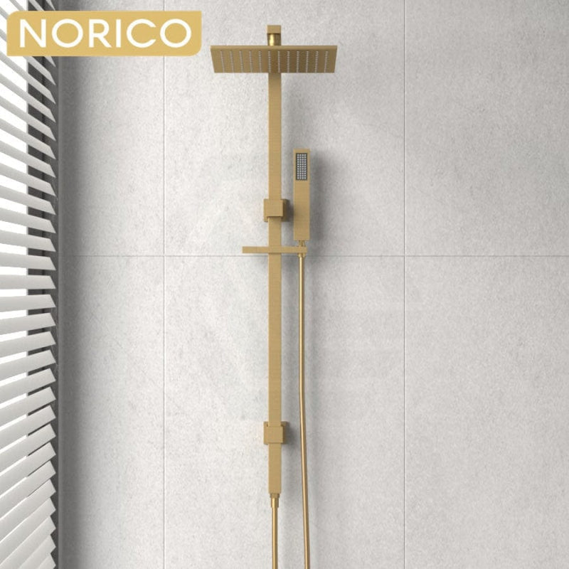 Shower Set Solid Brass Square Brushed Yellow Gold