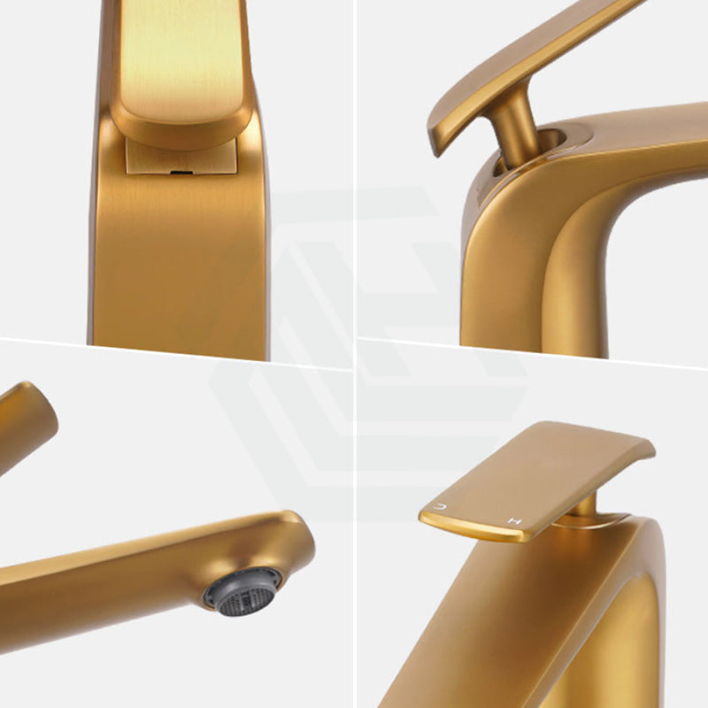 Norico Esperia Brushed Yellow Gold Solid Brass Tall Basin Mixer Bathroom Products