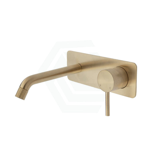 G#2(Gold) Fienza Axle Urban Brass Wall Basin/Bath Mixer Set Soft Square Plate Mixers With Spout