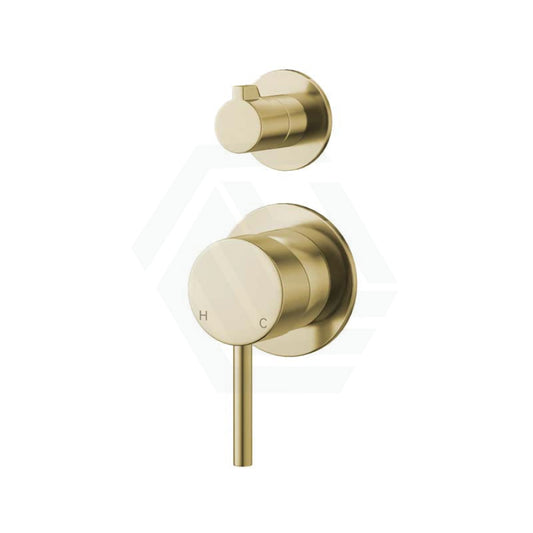 G#2(Gold) Fienza Kaya Wall Diverter Mixer Small Round Plates Multi-Colour Brushed Gold Mixers With