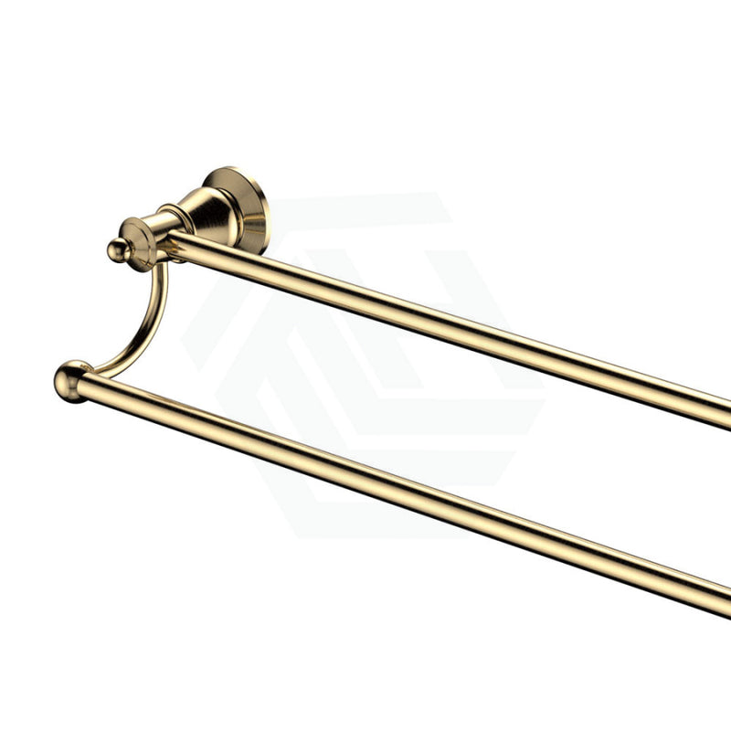 Fienza Lillian Urban Brass Double Towel Rail Brushed Gold Rails