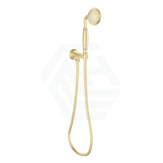 G#9(Gold) Clasico Round Brushed Gold Hand Shower On Wall Outlet Bracket Handheld Sets