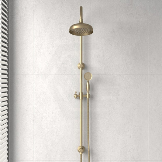 G#2(Gold) Ikon Clasico Round Brushed Gold Twin Shower Universal Water Inlet Brass Showers