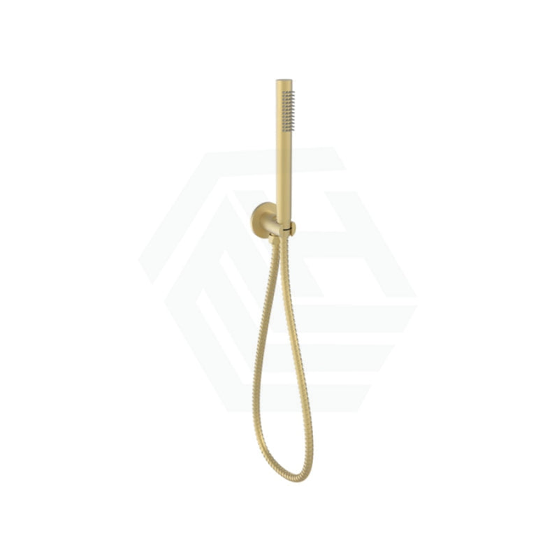 Brushed Gold Single Function Tube Hand Shower On Wall Outlet Bracket Rail With Handheld