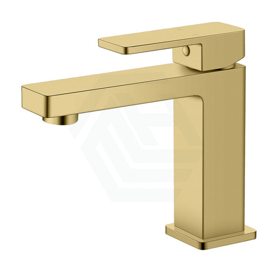 G#1(Gold) Ikon Ceram Solid Brass Brushed Gold Basin Mixer Tap For Vanity And Sink Short Mixers
