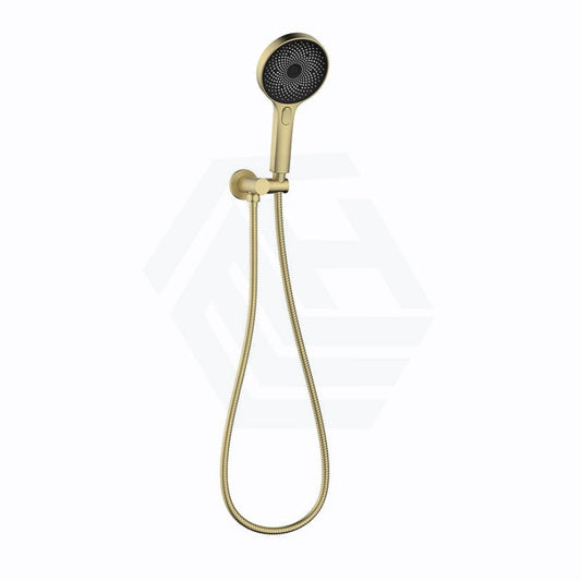 Linkware Gabe Hand Shower With Wall Bracket Brushed Gold Round Handheld Showers