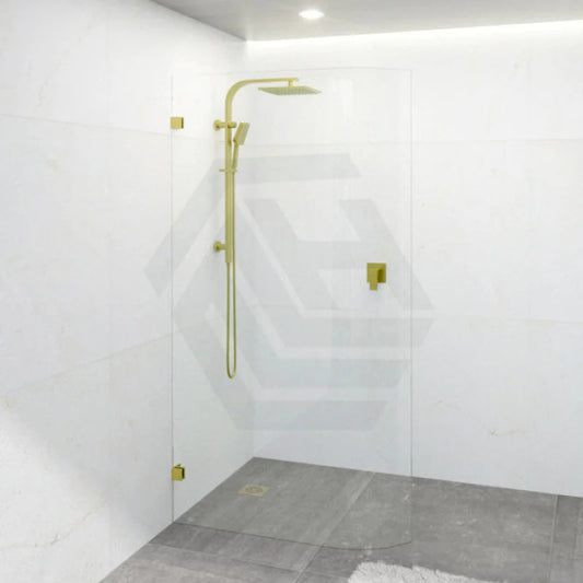 G#2(Gold) 900/1000/1100X2100Mm Frameless Edge Curved Shower Screen Single Door Fixed Panel 10Mm