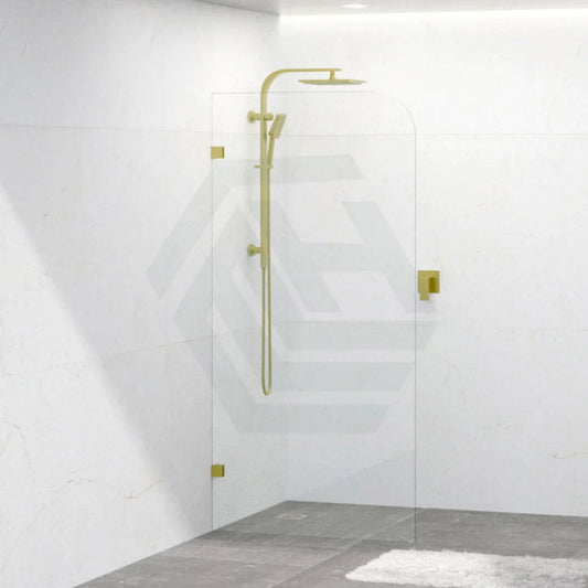 G#2(Gold) 900/1000/1200X2000Mm Frameless Curved Corner Shower Screen Single Door Fixed Panel 10Mm