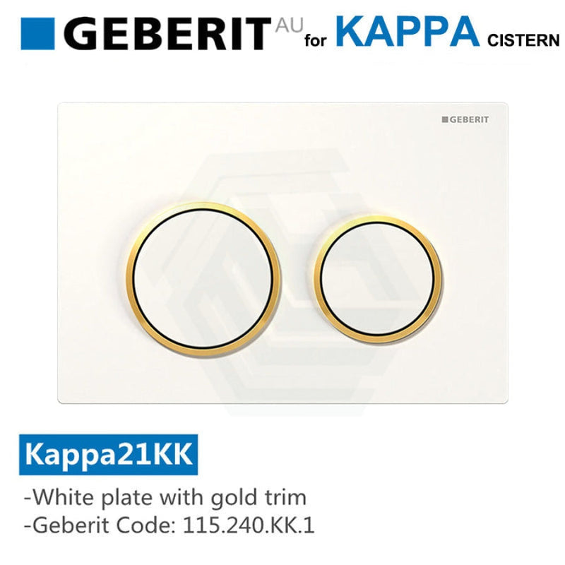 Geberit Kappa21Kk Toilet Button White Plate Gold Trim For Concealed Cisterns 115.240.Kk.1 Toilets