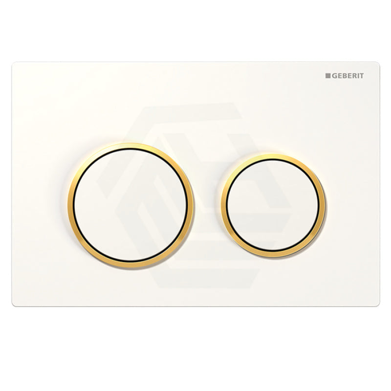 Geberit Kappa21Kk Toilet Button White Plate Gold Trim For Concealed Cisterns 115.240.kk.1