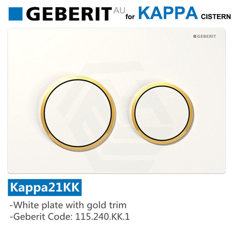 Geberit Kappa Toilet Button For Inwall Cistern White Gold Trim