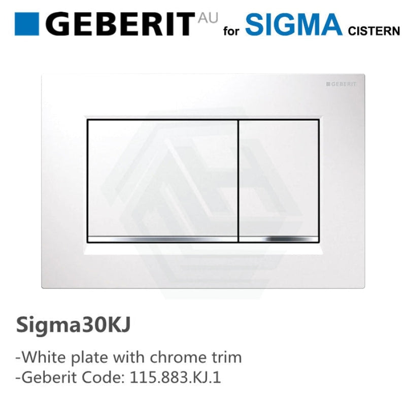 Geberit Sigma30Kj Toilet Button White Plate With Chrome Trim For Concealed Cistern 115.883.Kj.1