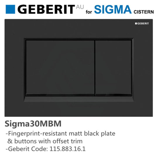Geberit Sigma Toilet Button For Inwall Cistern Square Anti-fingerprint Matt Black