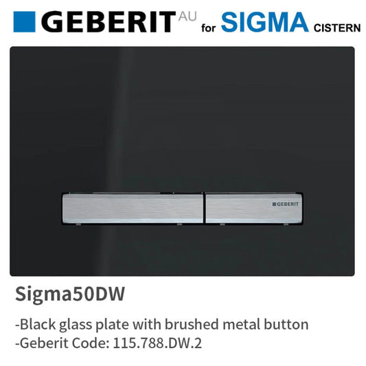 Geberit Sigma50Dw Black Plate Chrome Brushed Metal Button For Concealed Cistern 115.788.Dw.2 Toilets