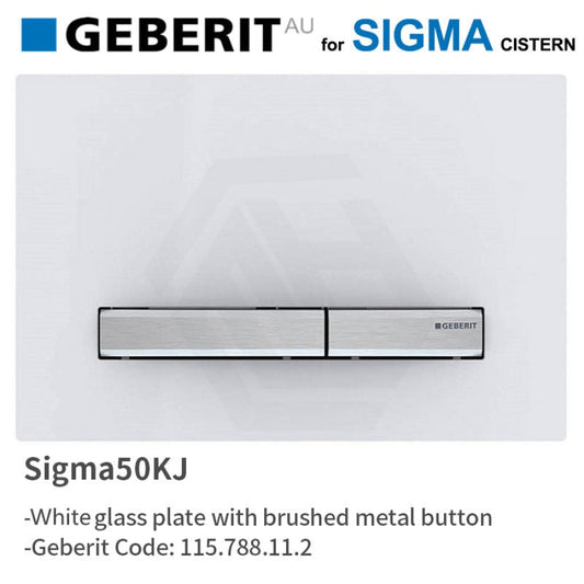 Geberit Sigma50Kj White Plate Chrome Brushed Metal Button For Concealed Cistern 115.788.11.2 Toilets