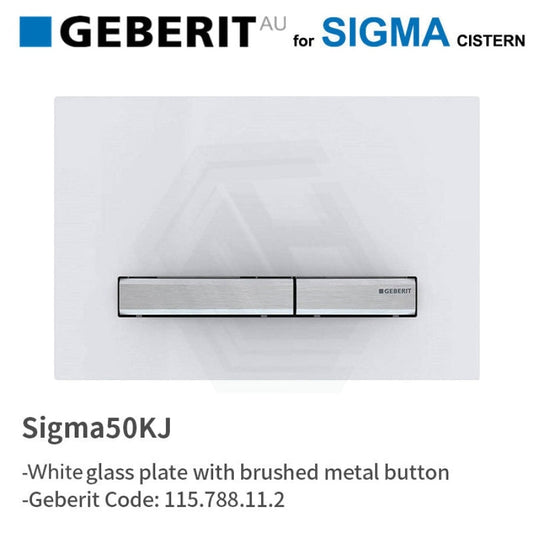 Geberit Sigma50Kj White Plate Chrome Brushed Metal Button For Concealed Cistern 115.788.11.2 Toilets