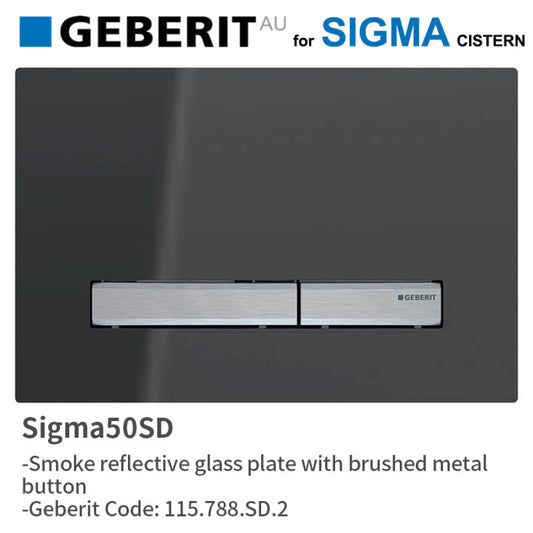 Geberit Sigma50Sd Smoke Reflective Plate Chrome Brushed Metal Button For Concealed Cistern